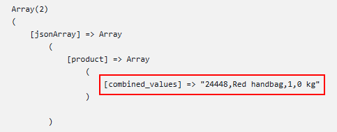 Screenshot result of the Combine Values format plugin