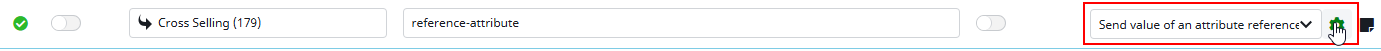 Screenshot selecting Send value for an attribute reference format plugin