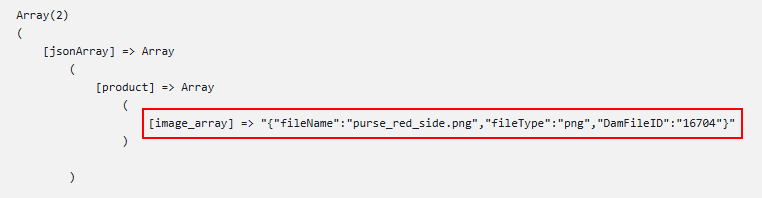 Screenshot result of the JSON Result created from an array