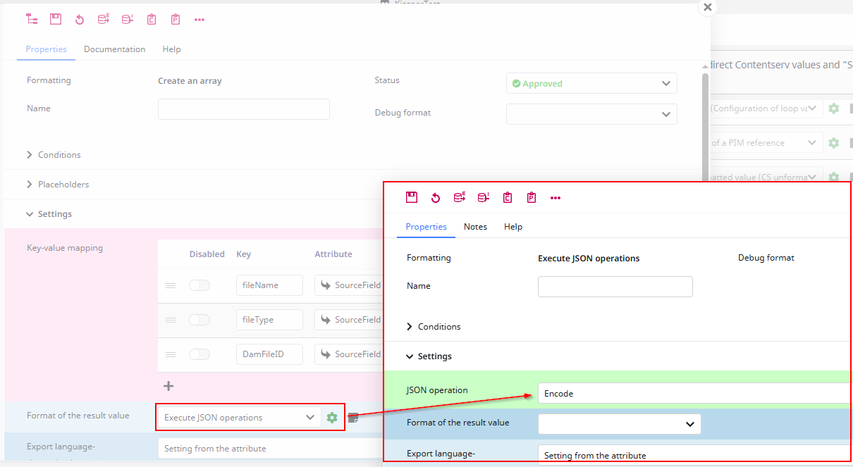 Screenshot of how to create a JSON string from an array