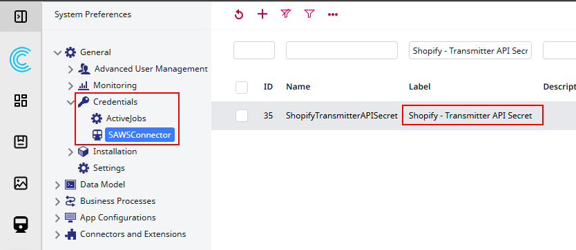 Screenshot Storing Secret in Contentserv