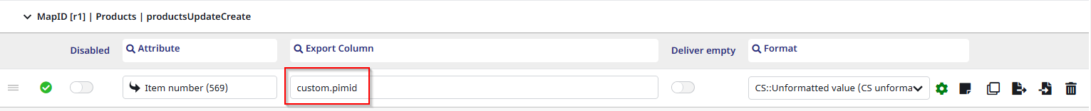 configuration of the custom pim identifier in the datamap