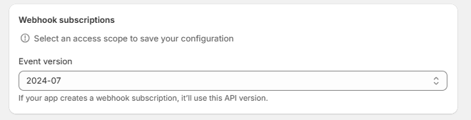 select the API version of the app