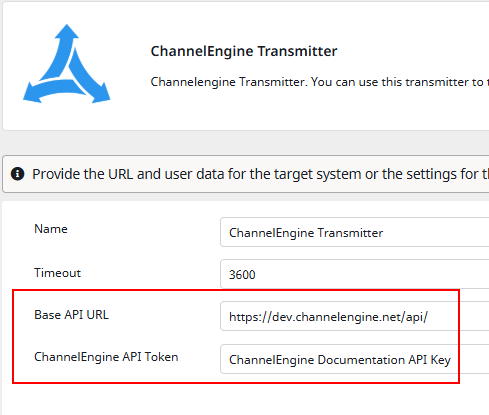 Setup of the ChannelEngine transmitter