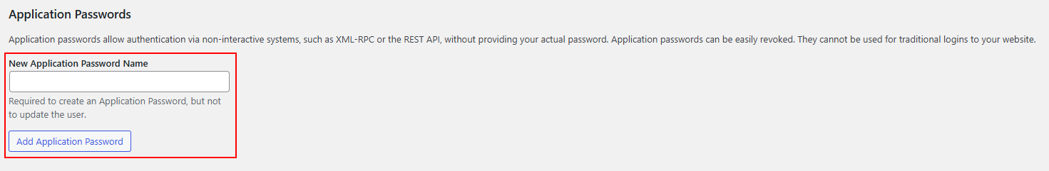 Step 2 WordPress Application Password