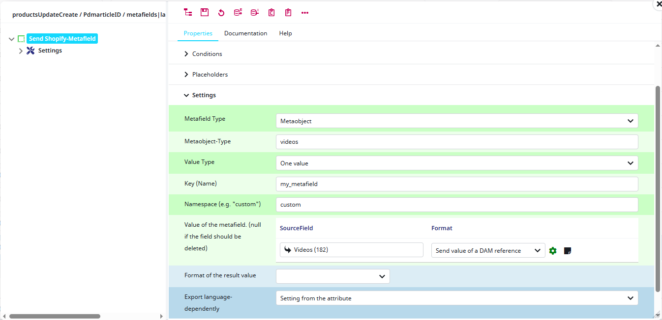 Shopify Metafield field plugin configuration