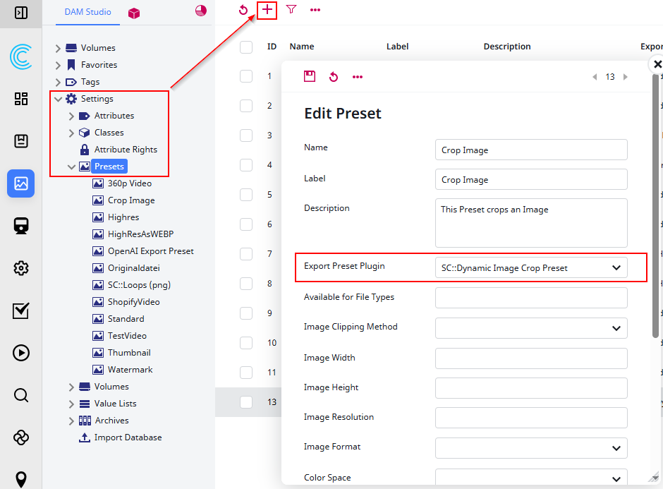 Create a new crop image preset