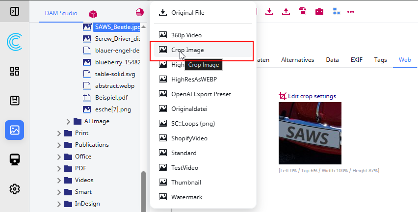 Use the preset in the download or export
