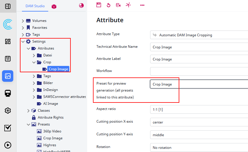 Modify the created attribute by selecting the created preset