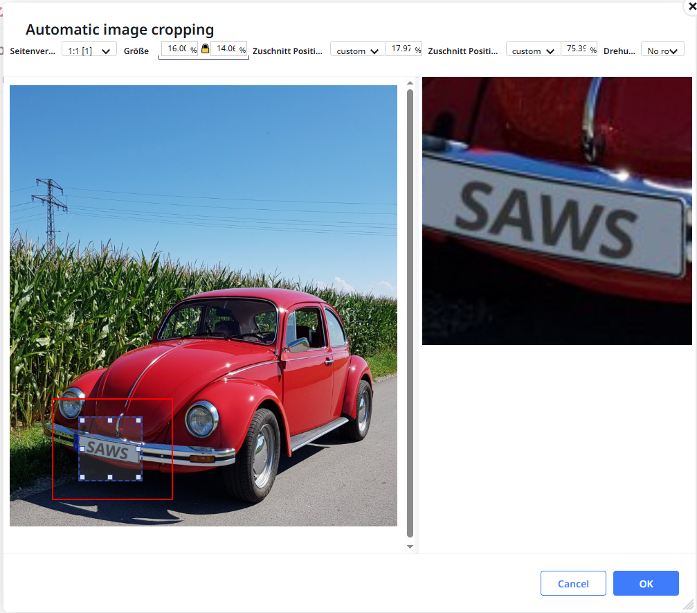 Cropping the image with the attribute
