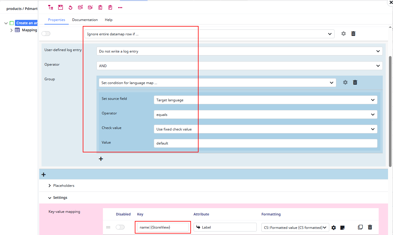 Screenshot of the translation settings for the Base. transmitter