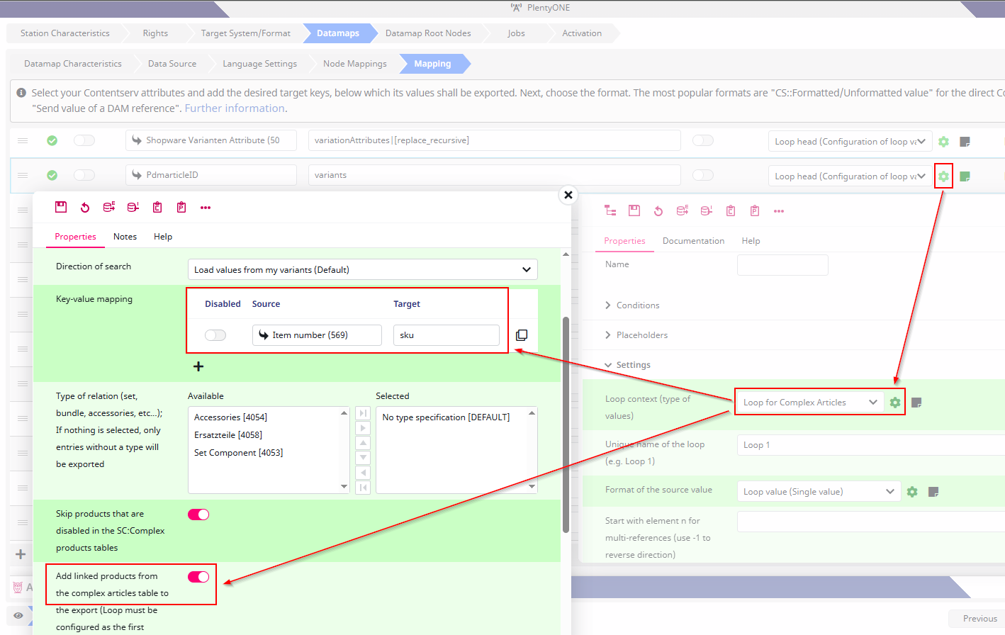 PlentyONE variants export example