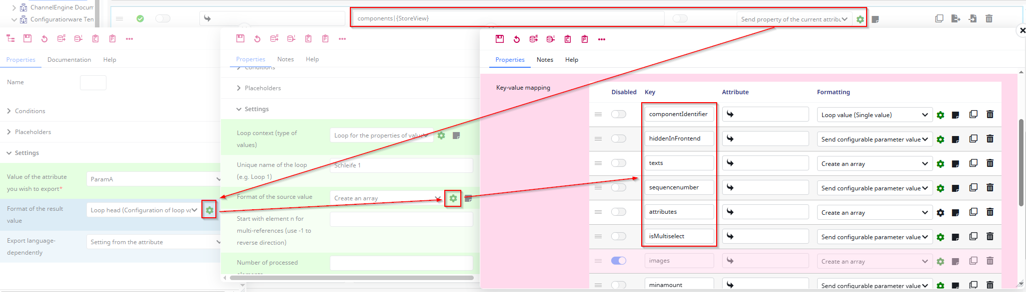 Screenshot of the component configuration of configuratorware