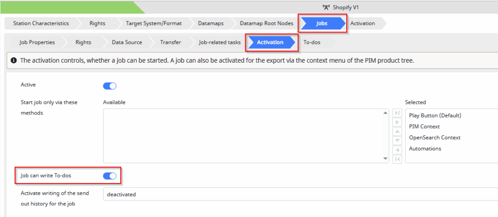 Screenshot of how to enable a job that this job can write todos