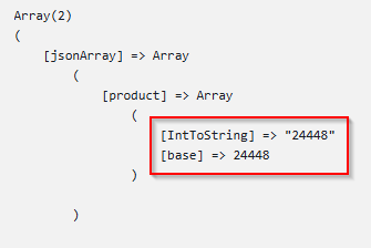 Example output of the cast a data type operation