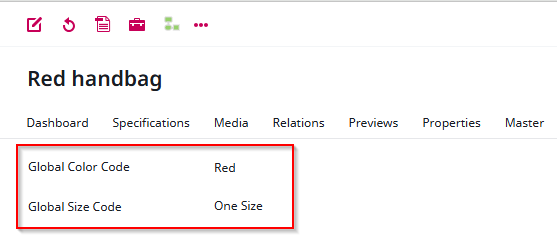 Screenshot of attributes on product for regex example
