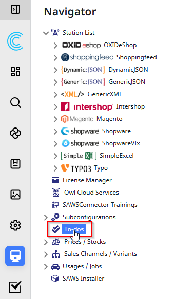 Screenshot of accessing the todo app in the saws connector navigator